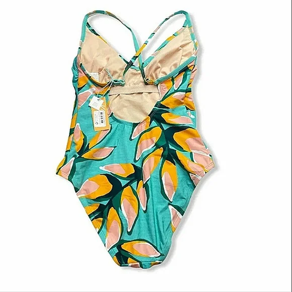 KONA SOL Floral V-Neck One-Piece Plus Curvy Full Figure Bathing Swimsuit… - Picture 6 of 11
